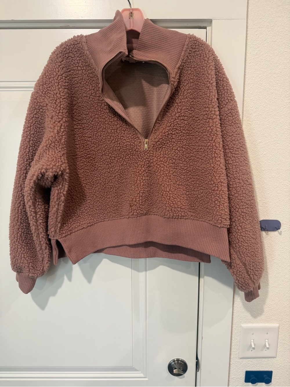 Philosophy Dusty Rose Half-Zip Teddy Jacket